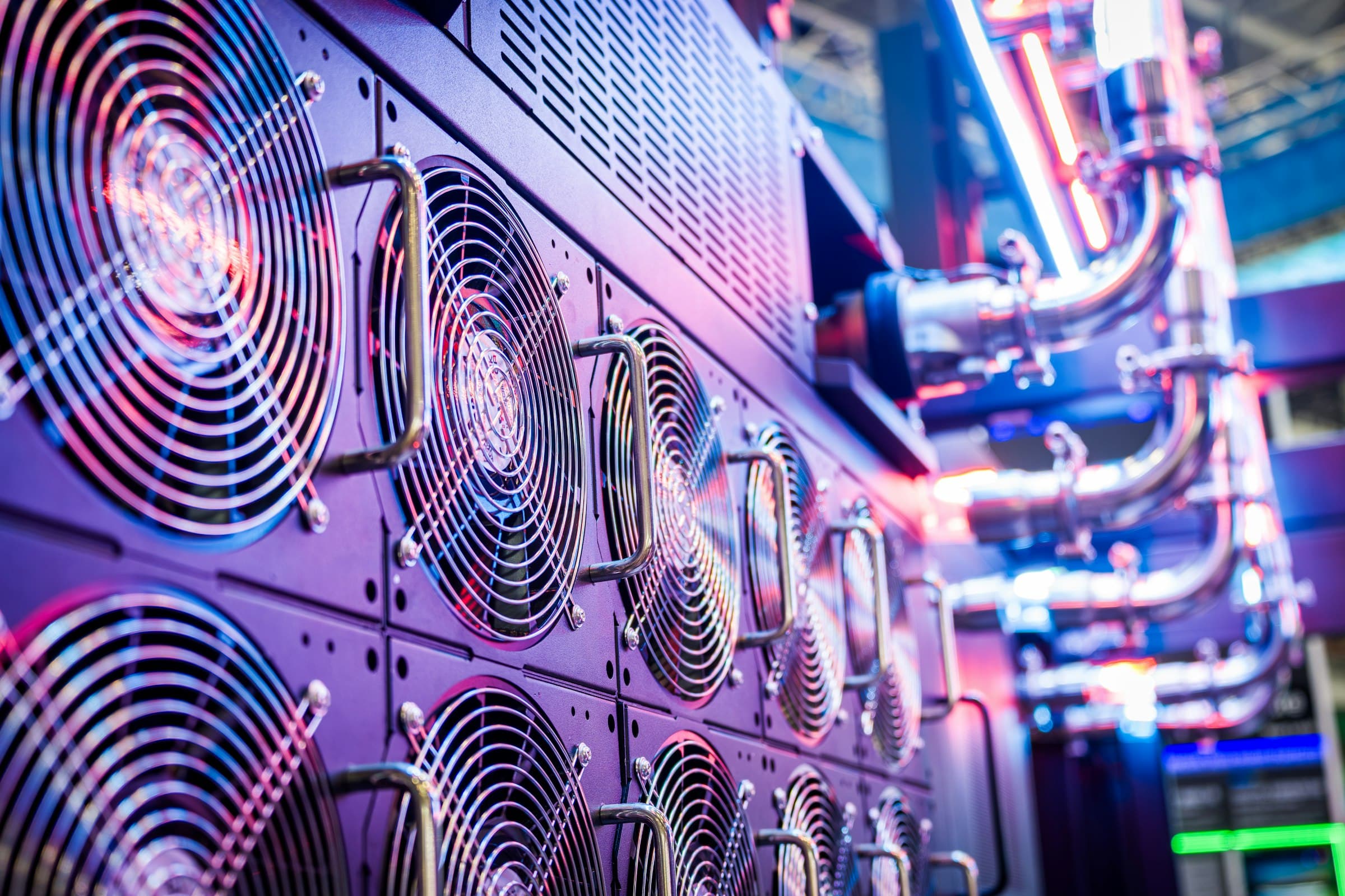 Cooling fans on a bank of servers